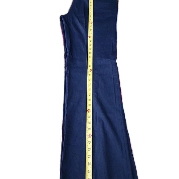 Theory Midnight Blue Linen Blend Tailored Straight Leg Sz 12 Tall Trouser Pants - Picture 6 of 8